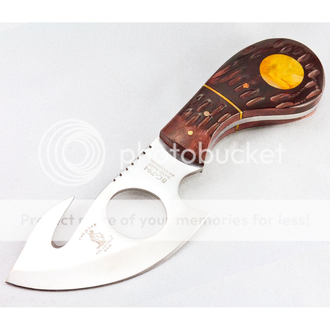 7" BONE COLLECTOR FIXED BLADE GUT HOOK SKINNING KNIFE Hunting Bowie